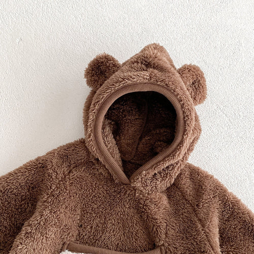 Baby Unisex Long Sleeves Animals Cartoon Pattern Pocketed Rompers