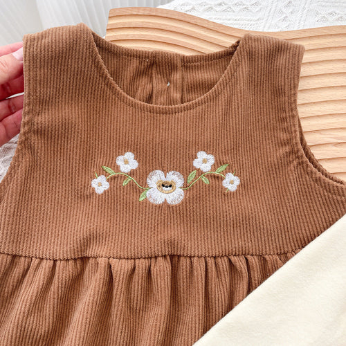 Spring and Autumn Baby Kids Girls Flowers Embroidered Pattern Long