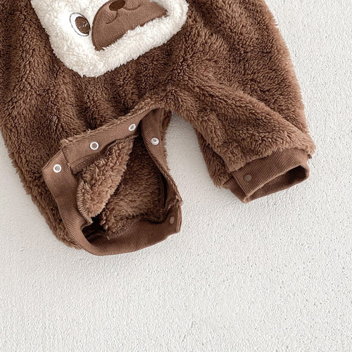 Baby Unisex Long Sleeves Animals Cartoon Pattern Pocketed Rompers