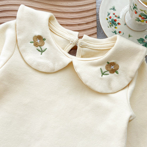 Spring and Autumn Baby Kids Girls Flowers Embroidered Pattern Long